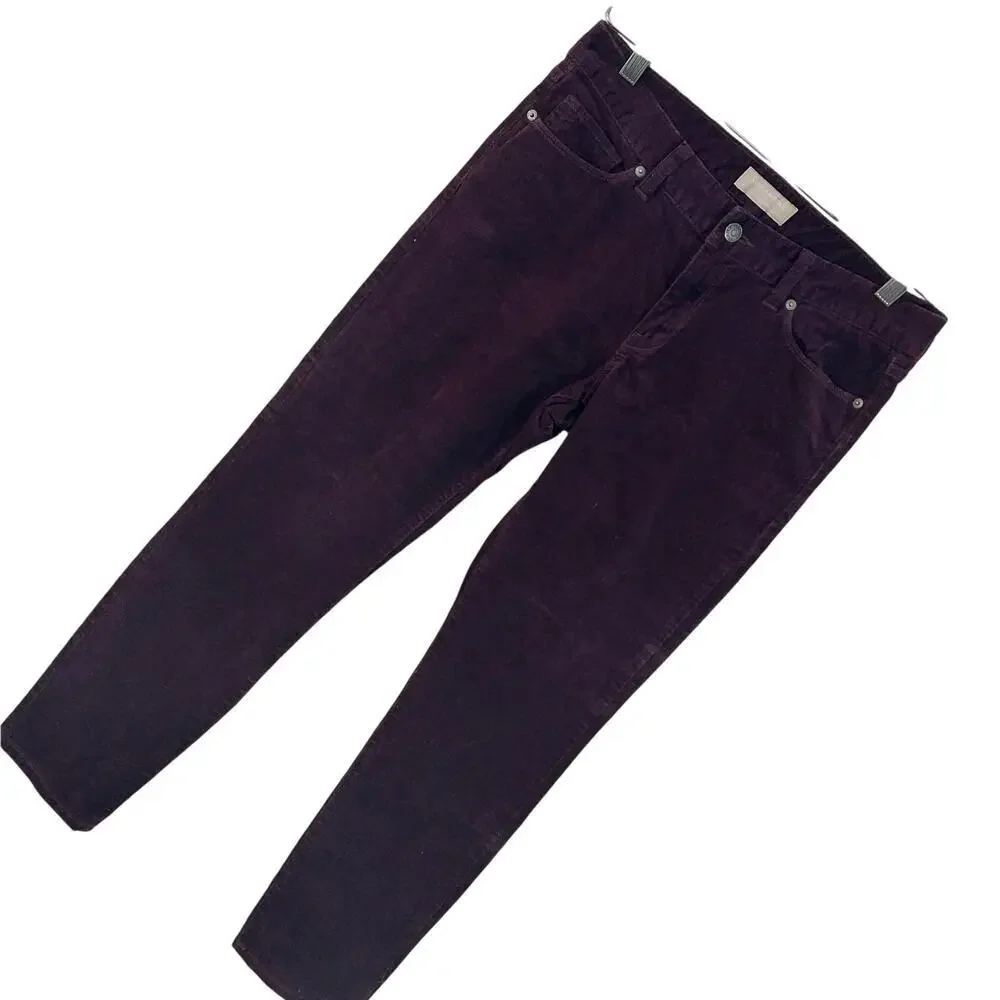 BANANA REPUBLIC! RICH BURGUNDY RED FINE WALE CORDUROY SKINNY PANTS! SZ 8P